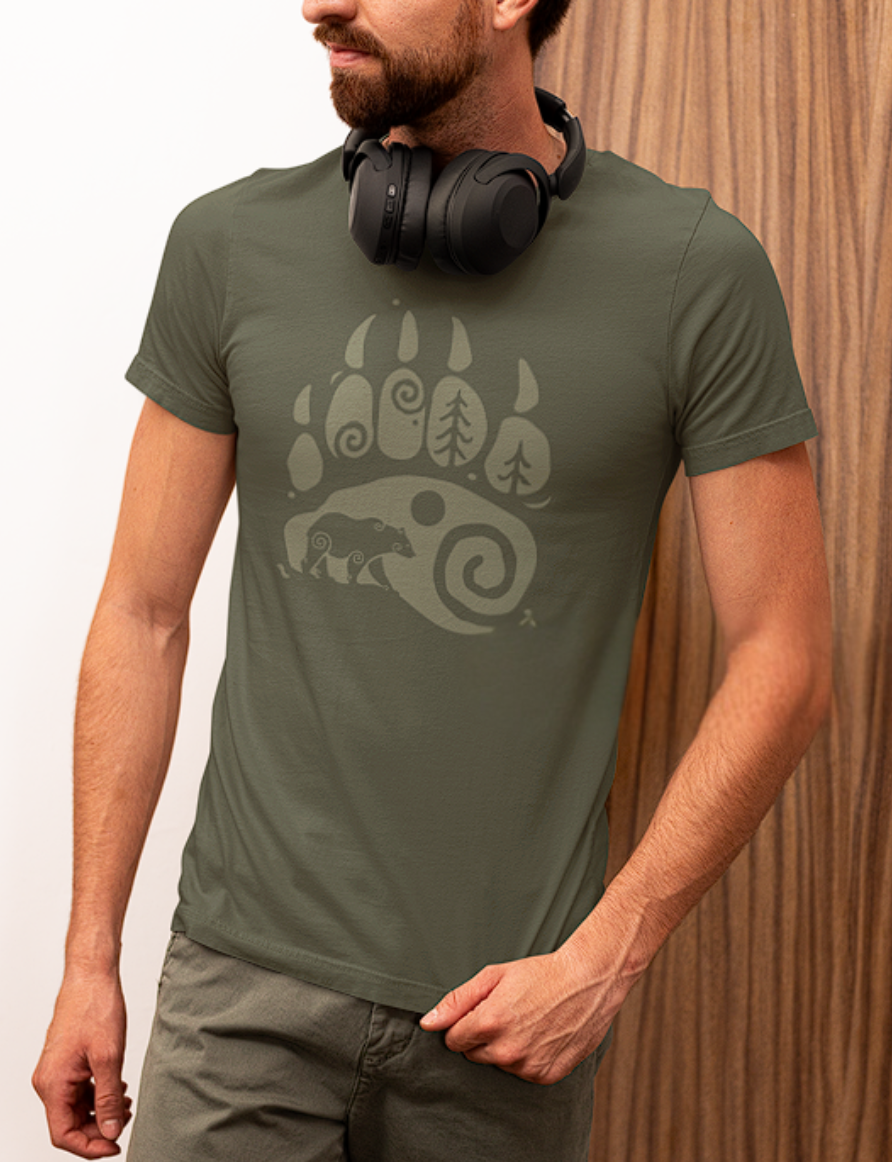 Unisex t-shirt, Bear Paw, Military Green Colour