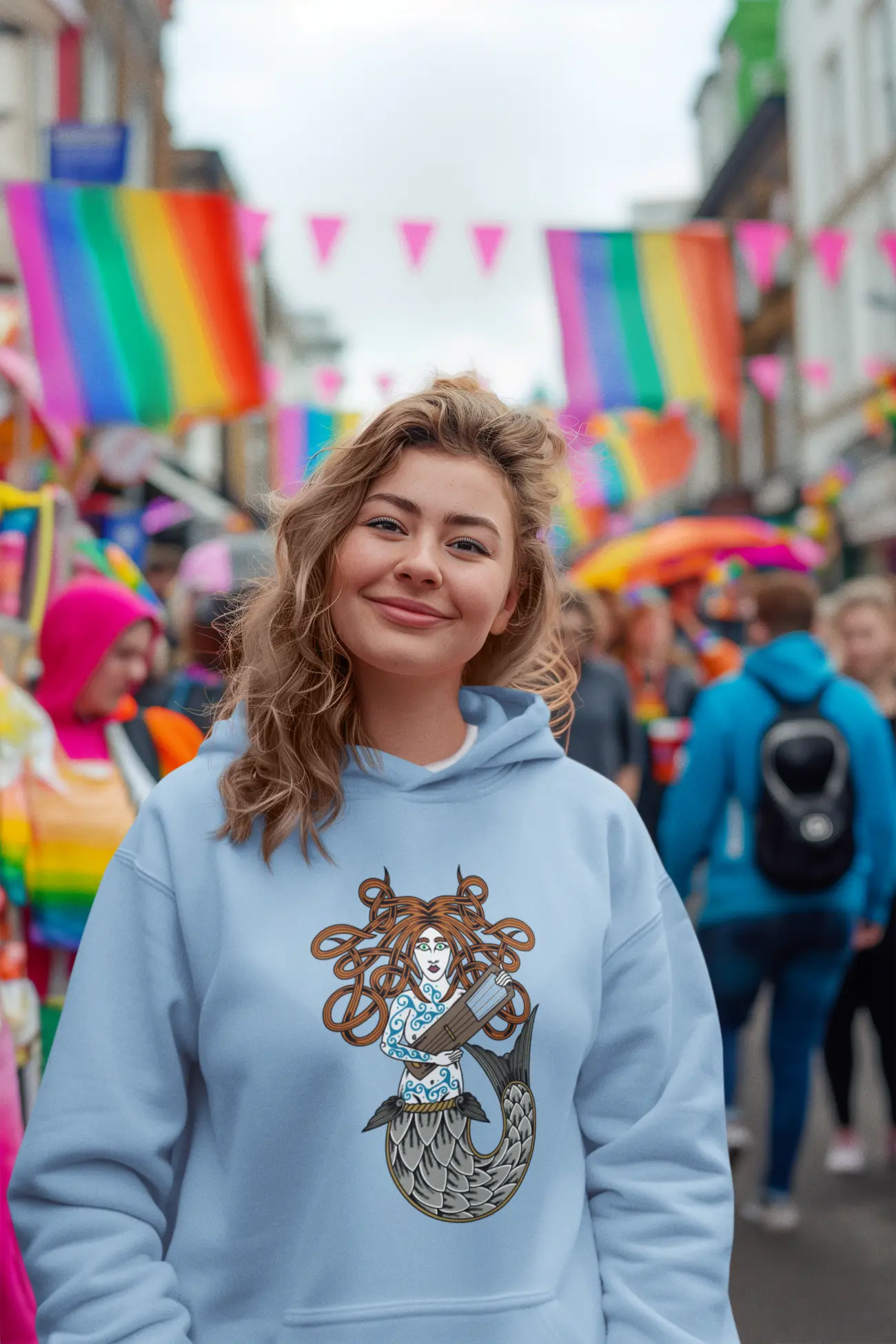 Wavesinger Celtic Mermaid Unisex Hoodie – Myth, Strength & Song | LostRavn Collection