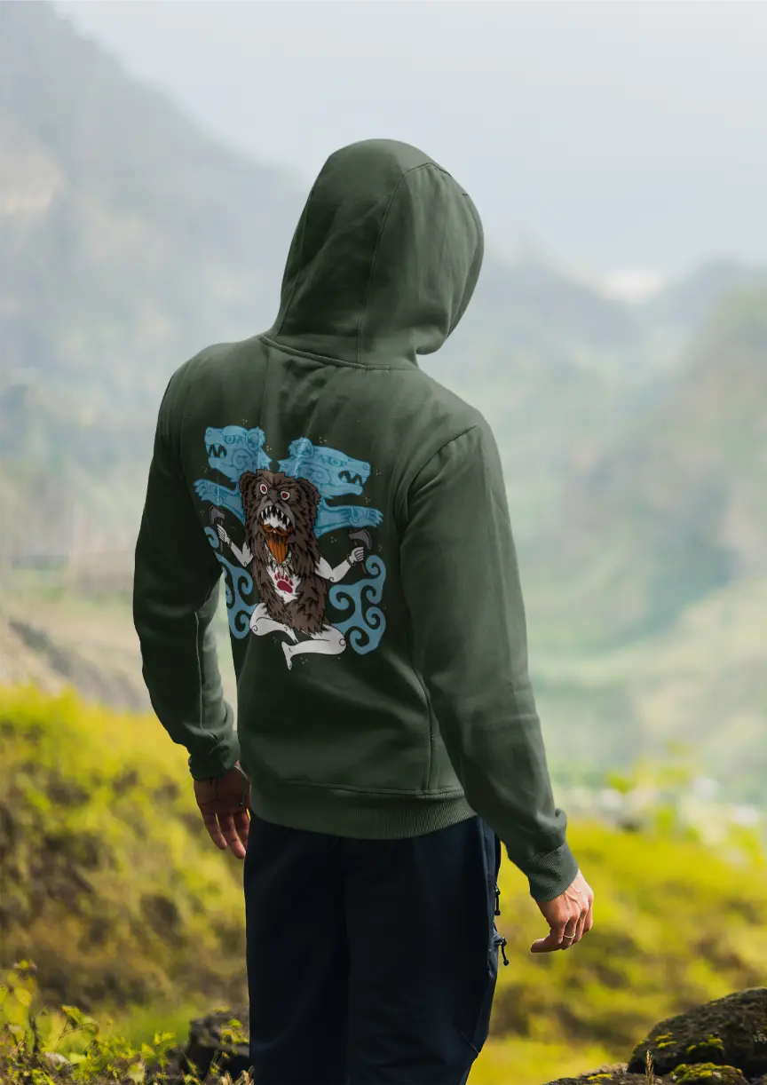 Viking Berserker Ritual Hoodie – Bear Skin Warrior Legend