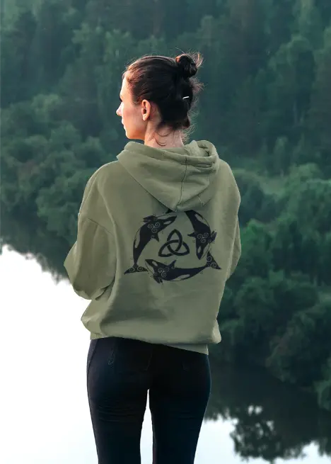 Orca Celtic Knot Back Print Hoodie – Unisex
