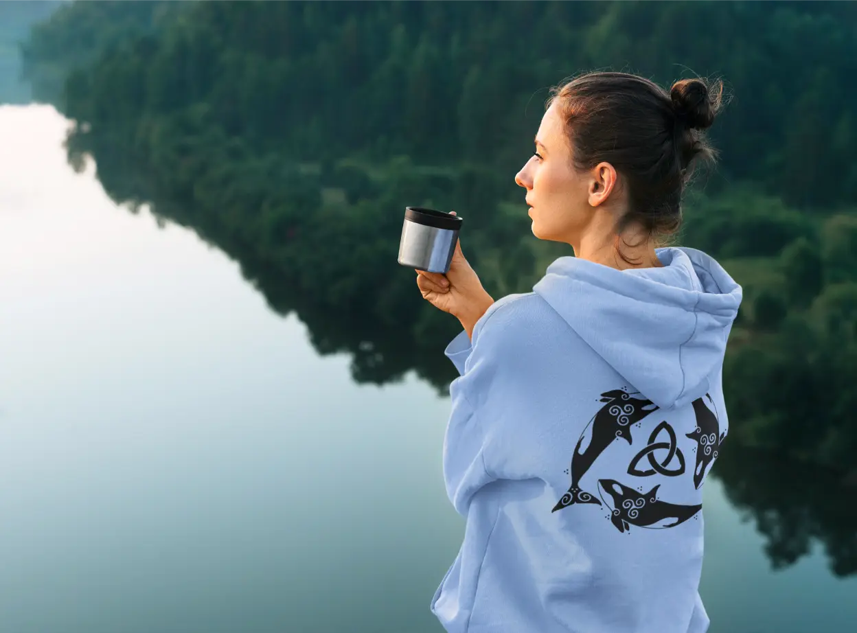 Orca Celtic Knot Back Print Hoodie – Unisex