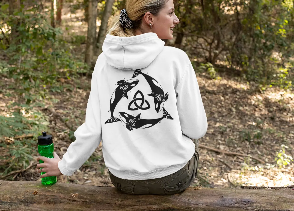 Orca Celtic Knot Back Print Hoodie – Unisex