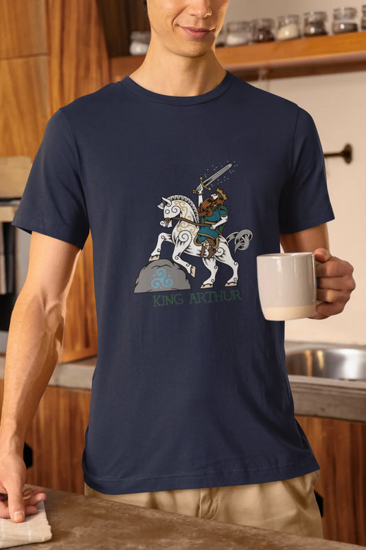 King Arthur Riding Llamrei – Triumph in Celtic Art Unisex T-Shirt | LostRavn Collection