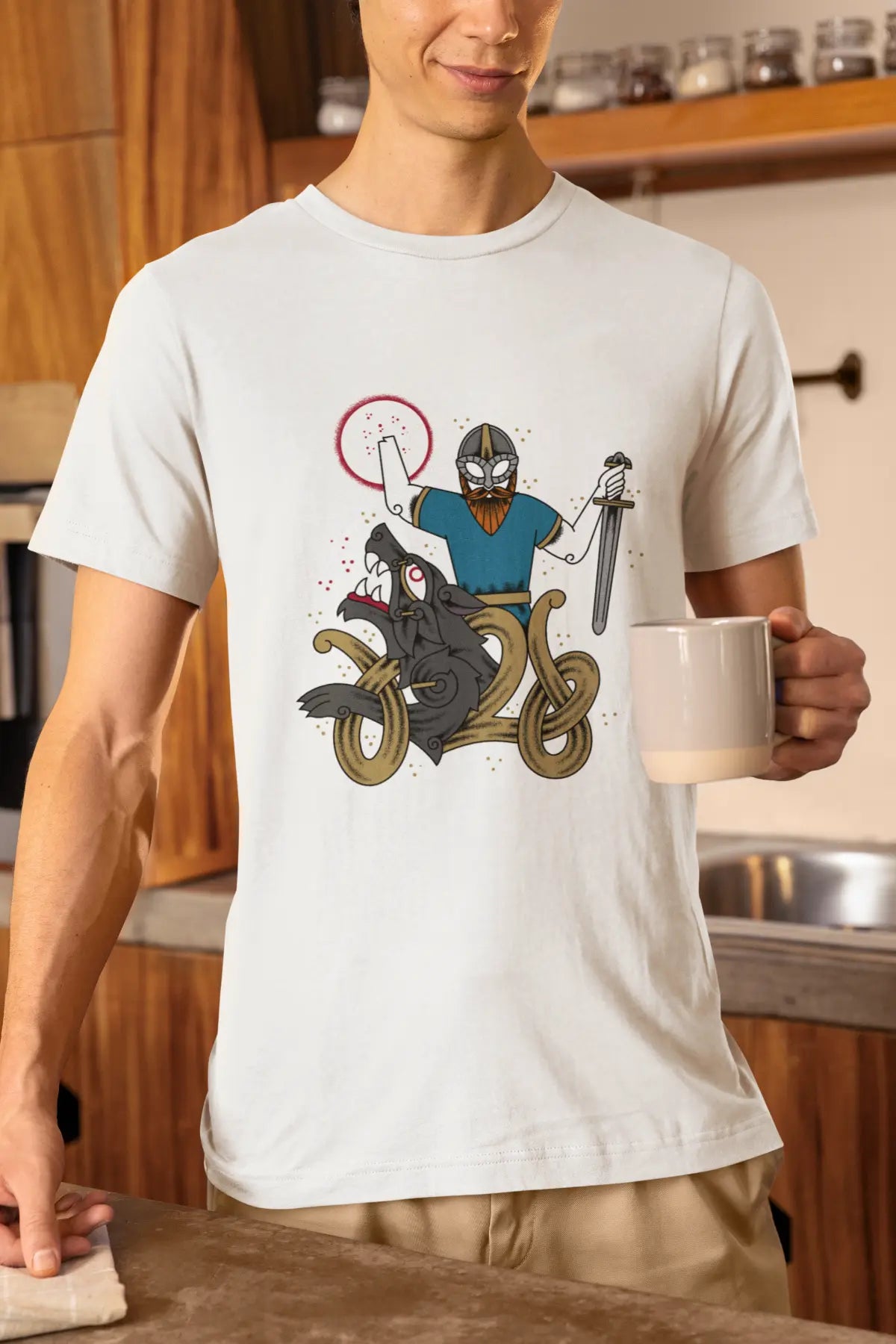 Bound by Fate Viking T-Shirt – Tyr & Fenrir Norse Mythology Unisex Cotton Tee