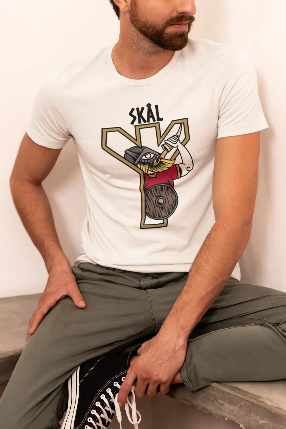 SKÁL Viking T-Shirt – Norse Warrior Horn & Rune Unisex Cotton Tee