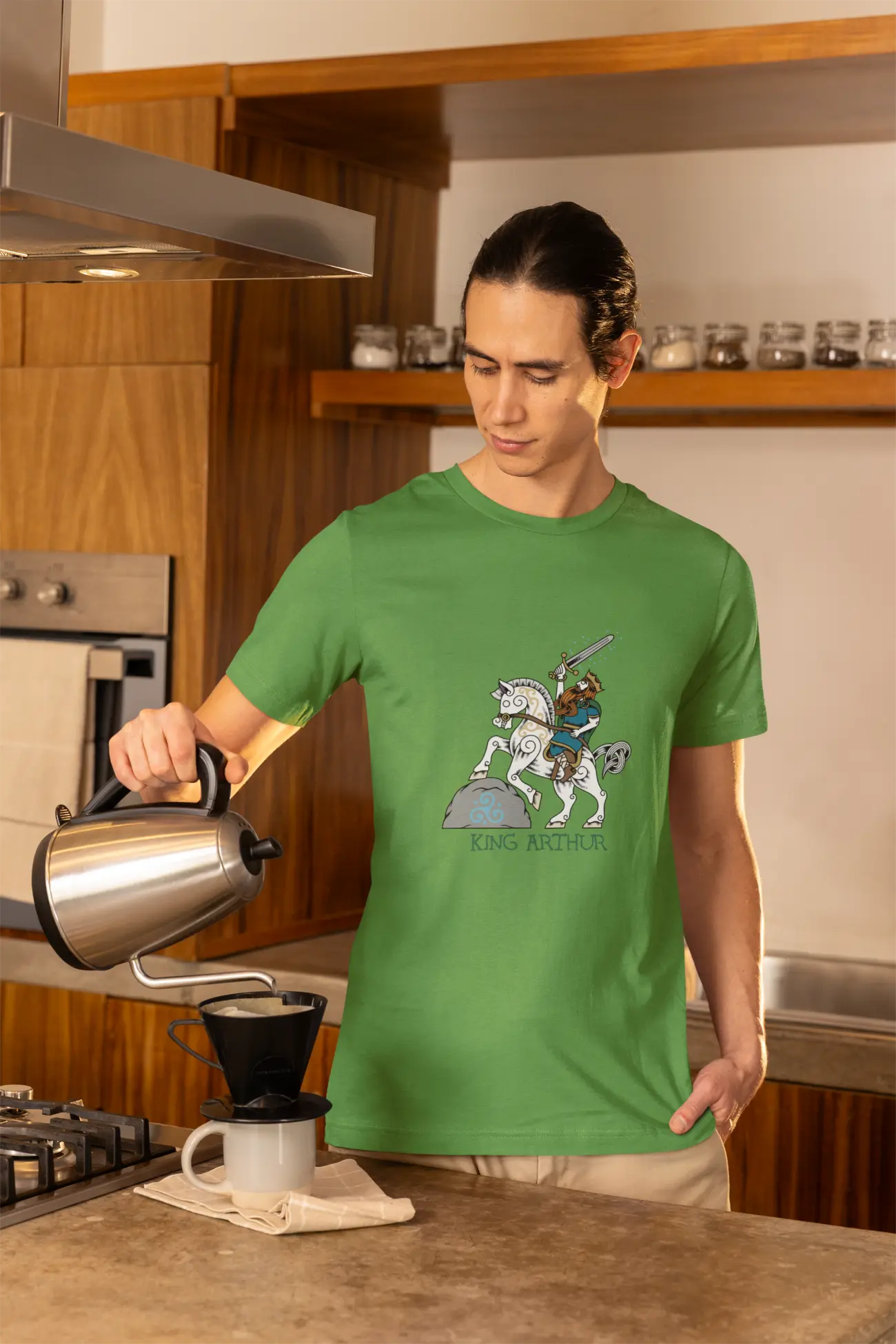 King Arthur Riding Llamrei – Triumph in Celtic Art Unisex T-Shirt | LostRavn Collection