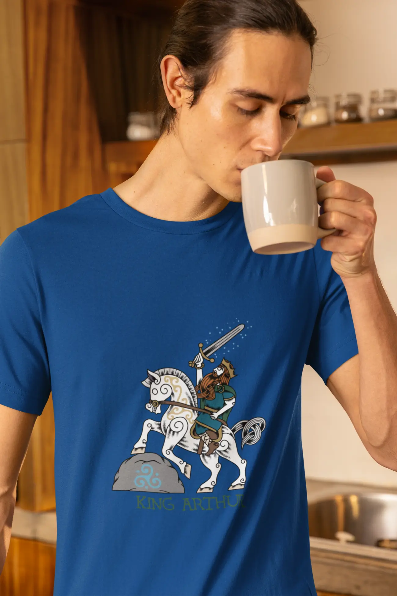 King Arthur Riding Llamrei – Triumph in Celtic Art Unisex T-Shirt | LostRavn Collection