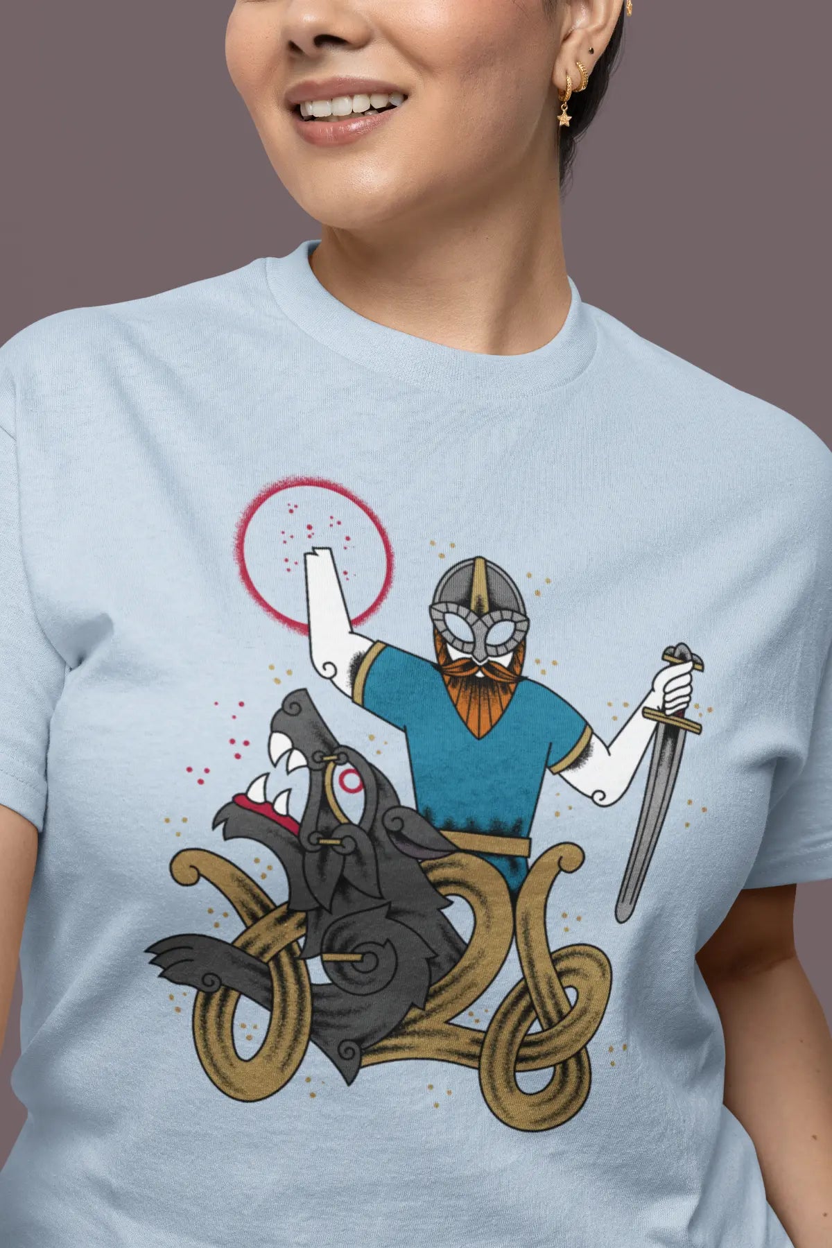 Bound by Fate Viking T-Shirt – Tyr & Fenrir Norse Mythology Unisex Cotton Tee