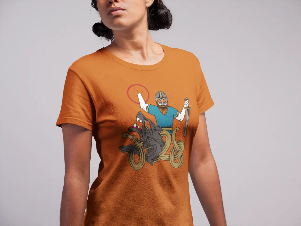 Bound by Fate Viking T-Shirt – Tyr & Fenrir Norse Mythology Unisex Cotton Tee