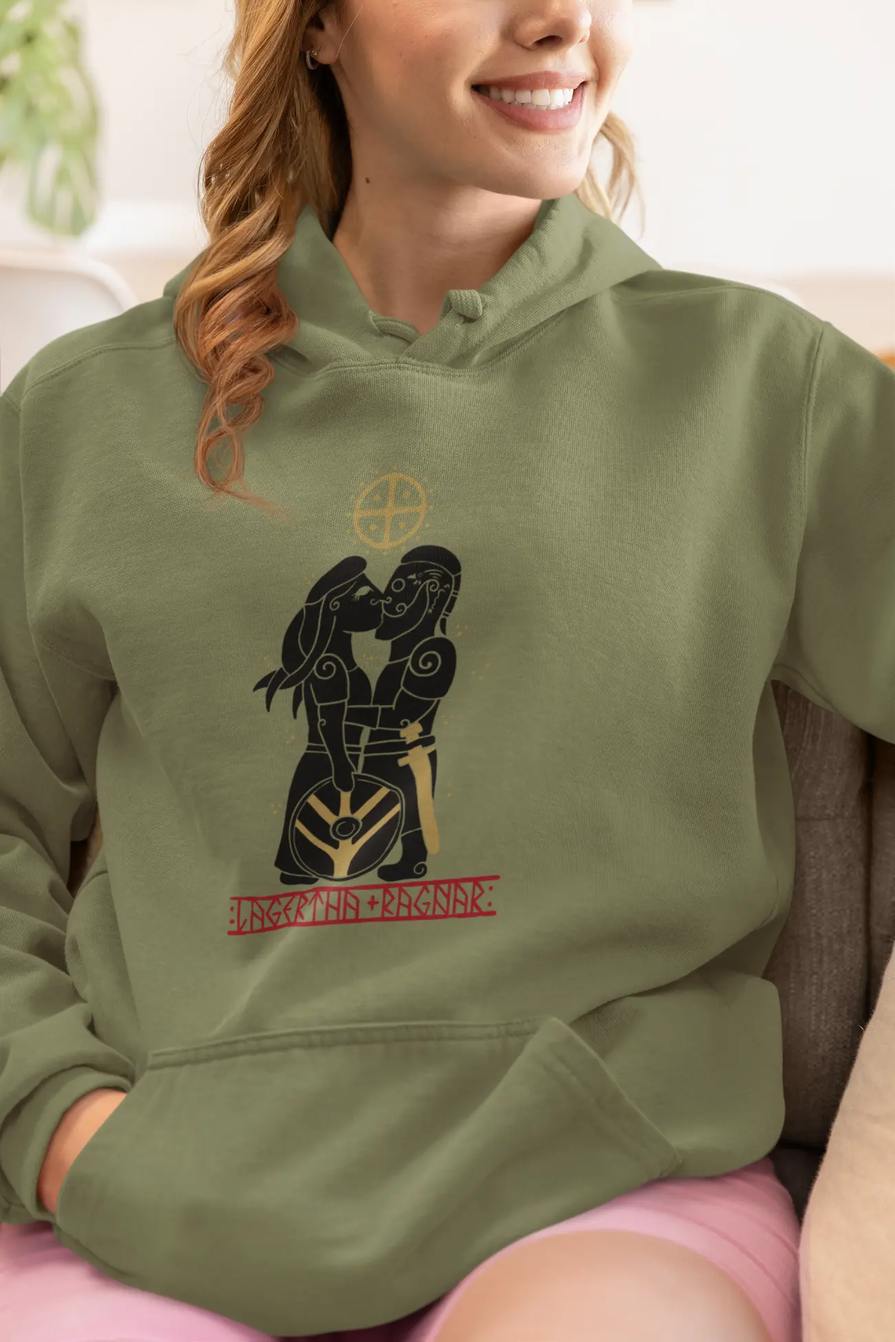 Lagertha & Ragnar Viking Love Story Hoodie – Norse Warriors & Shieldmaidens Unisex Pullover | LostRavn Collection