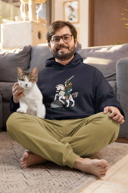 King Arthur & Llamrei Hoodie – Mythic Horse & Hero Pullover | LostRavn Collection