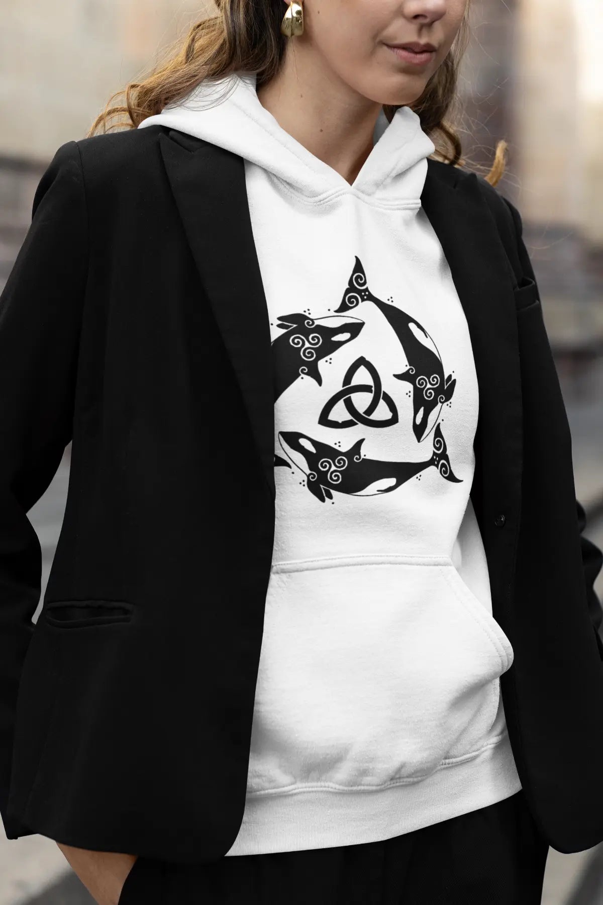 Orca Celtic Knot Hoodie – Power, Freedom & Ocean Spirit