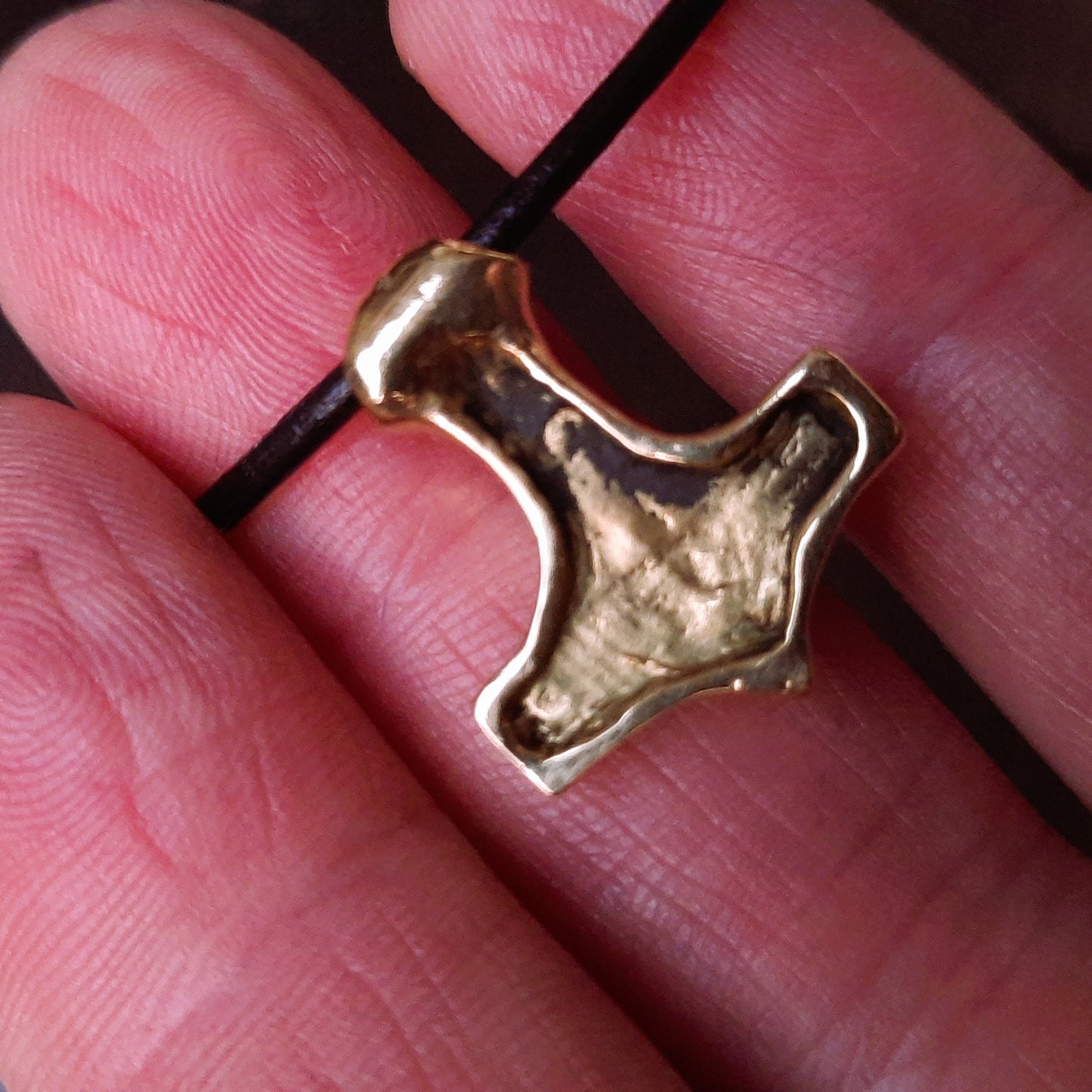 Mjolnir Amulet from Ukraine – Blue Enamel Brass Thor’s Hammer