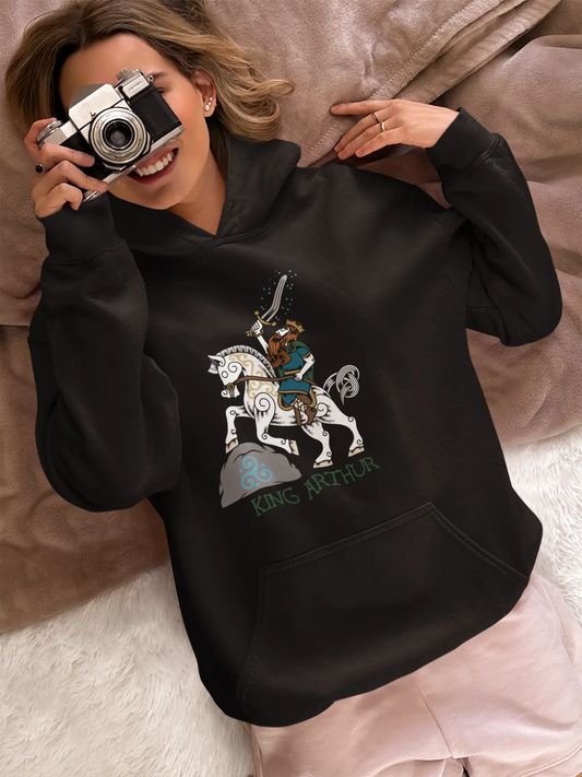King Arthur & Llamrei Hoodie – Mythic Horse & Hero Pullover | LostRavn Collection