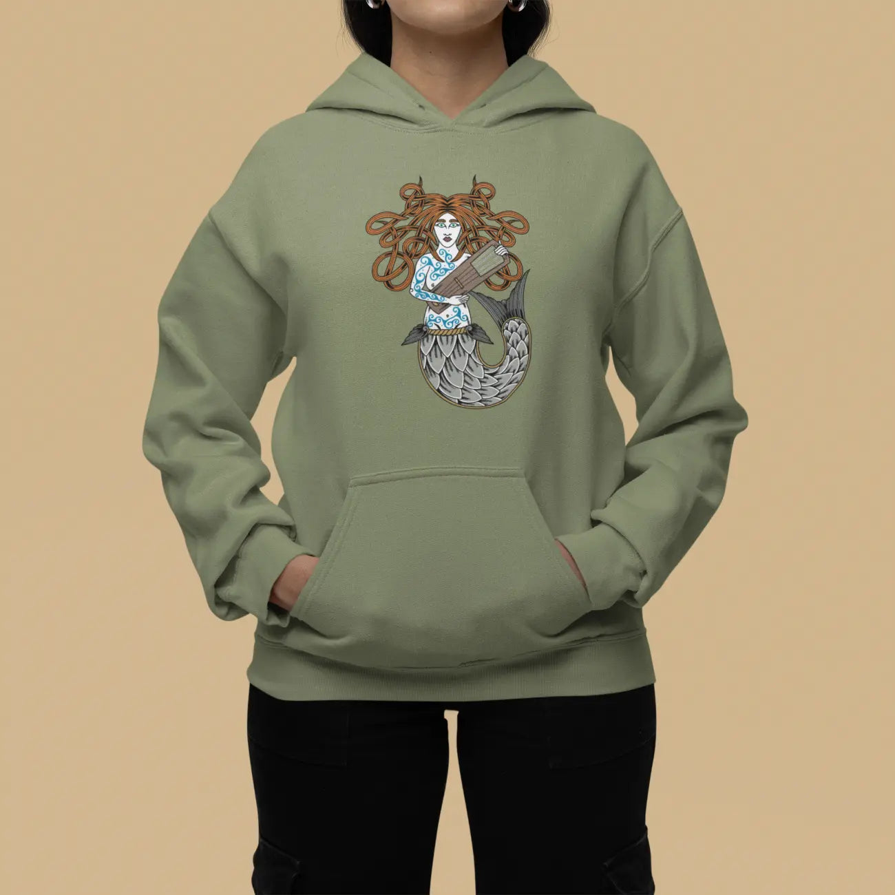 Wavesinger Celtic Mermaid Unisex Hoodie – Myth, Strength & Song | LostRavn Collection