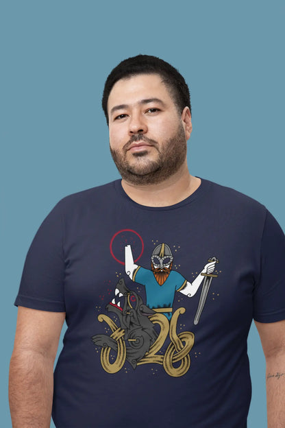 Bound by Fate Viking T-Shirt – Tyr & Fenrir Norse Mythology Unisex Cotton Tee