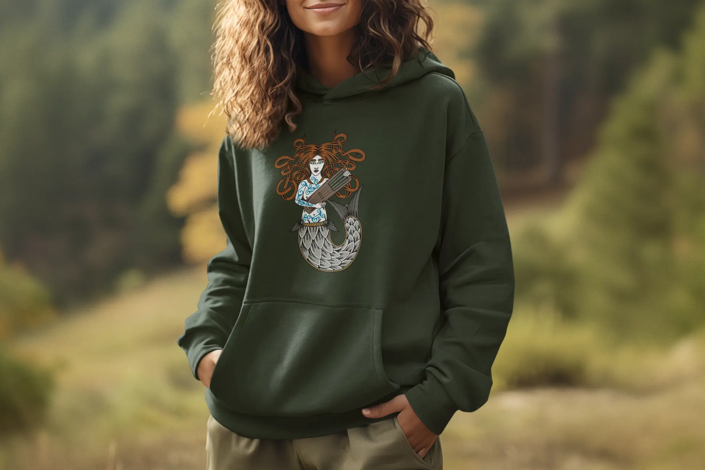 Wavesinger Celtic Mermaid Unisex Hoodie – Myth, Strength & Song | LostRavn Collection