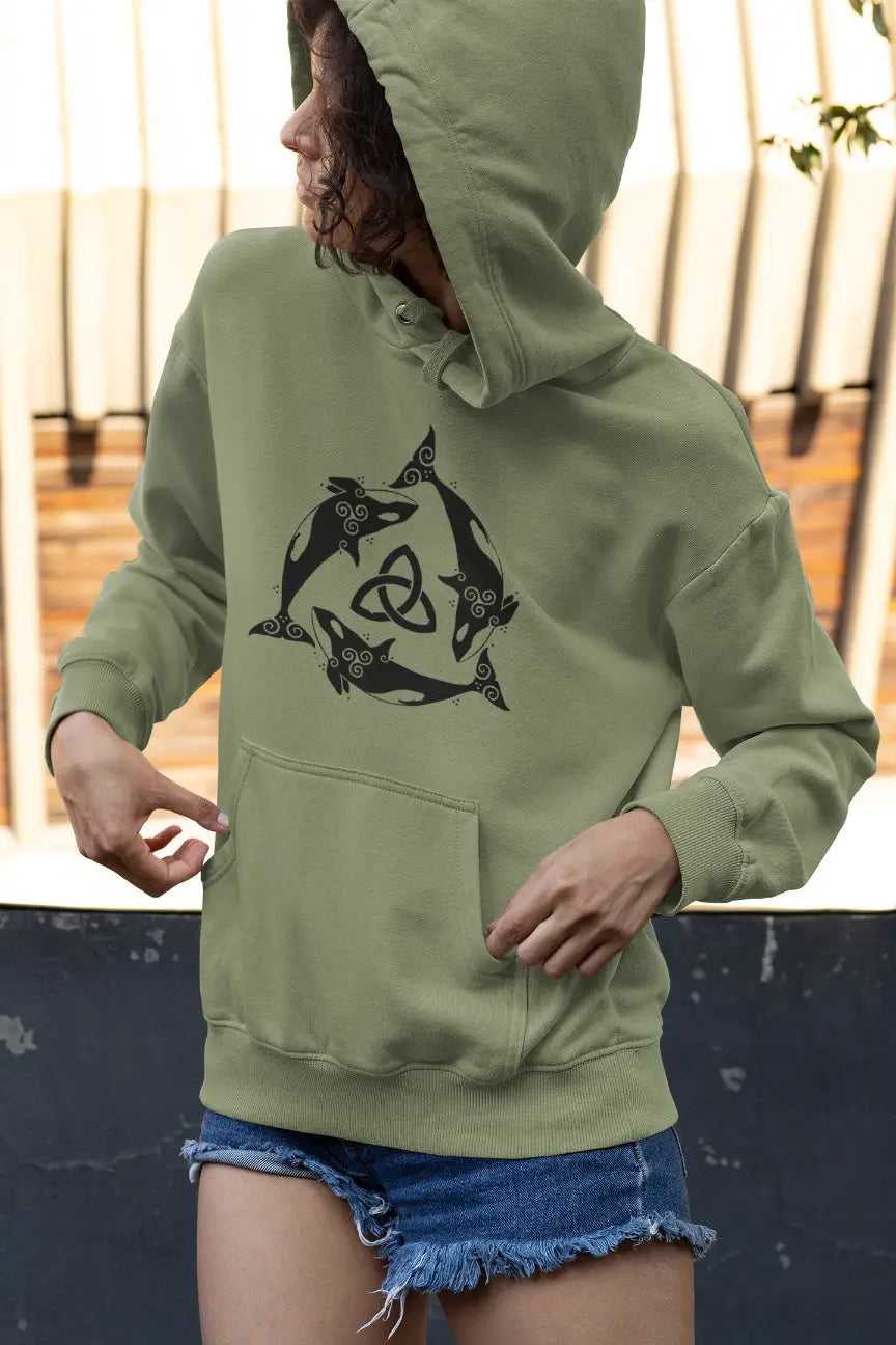 Orca Celtic Knot Hoodie – Power, Freedom & Ocean Spirit