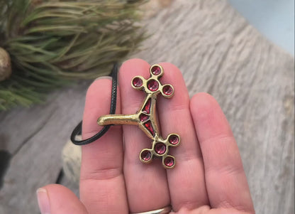 Roman Era Moon Pendant, Medieval Jewellery, Brass, Red hot enamel