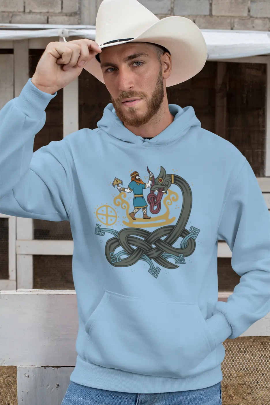 Thor vs. Jörmungandr Hoodie – Norse Mythology Ragnarok Battle | LostRavn Collection