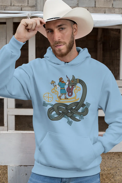 Thor vs. Jörmungandr Hoodie – Norse Mythology Ragnarok Battle | LostRavn Collection