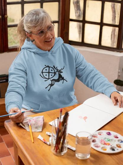 Horned Guardian Deer Hoodie – Nature & Myth Inspired