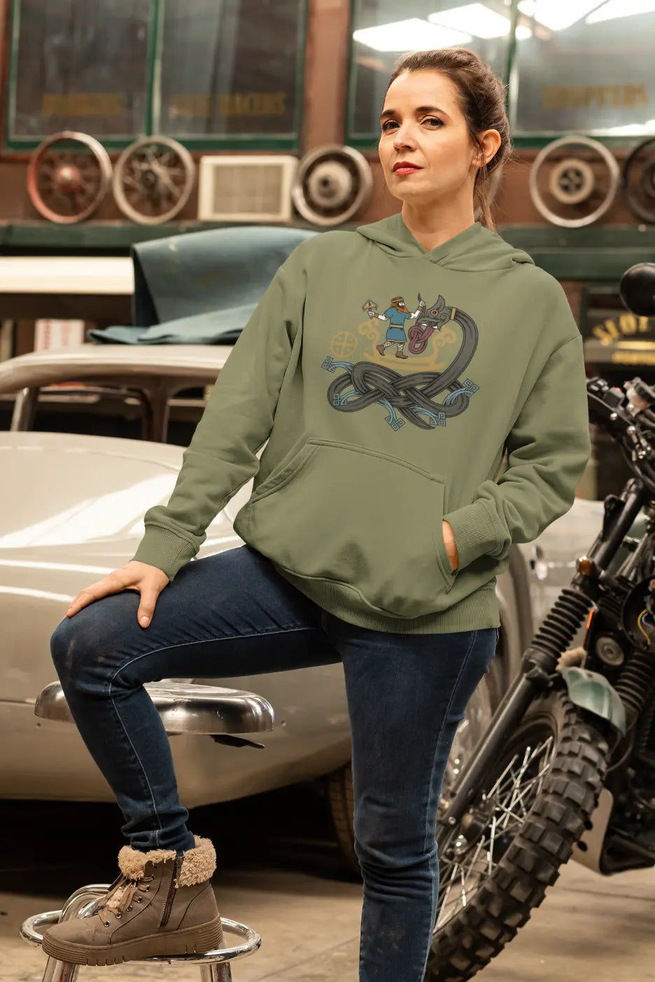 Thor vs. Jörmungandr Hoodie – Norse Mythology Ragnarok Battle | LostRavn Collection