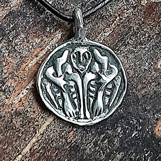 Sterling Silver Odin Pendant – Huginn & Muninn Raven Amulet