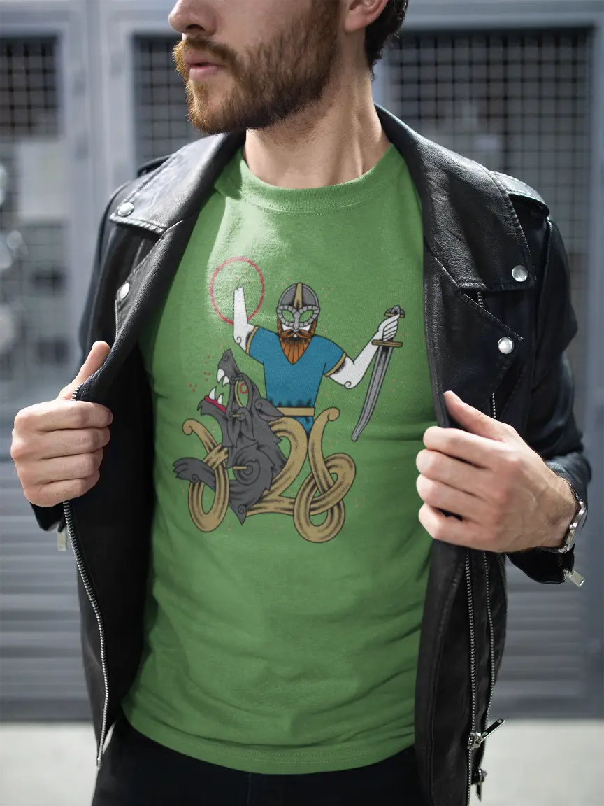 Bound by Fate Viking T-Shirt – Tyr & Fenrir Norse Mythology Unisex Cotton Tee