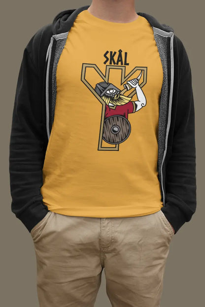 SKÁL Viking T-Shirt – Norse Warrior Horn & Rune Unisex Cotton Tee