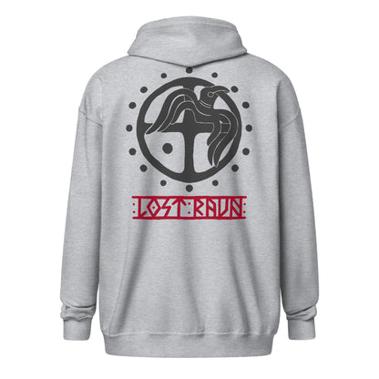 Raven Back Print Zip Hoodie – Norse Mythology Symbol of Wisdom and Protection